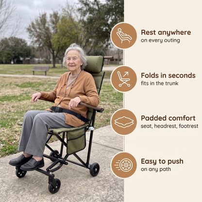 Portable Folding Chair for Seniors with Wheels