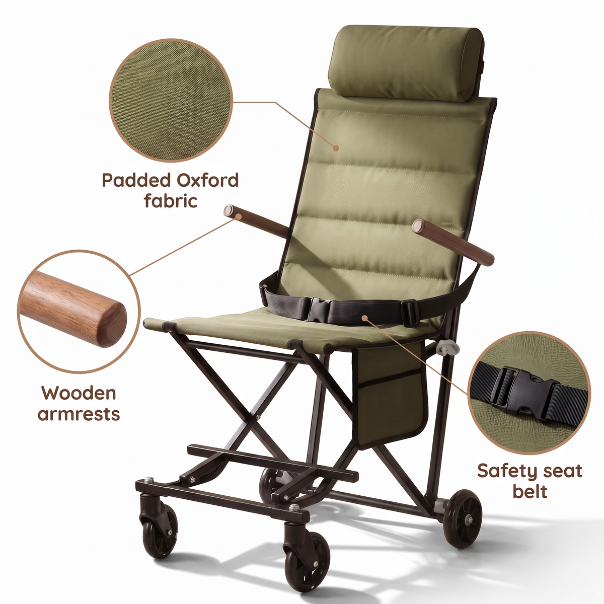 Portable Folding Chair for Seniors with Wheels