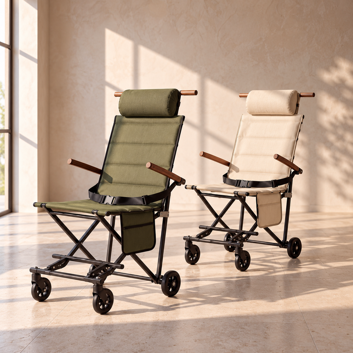 Portable Folding Chair for Seniors with Wheels